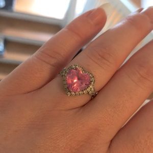Sterling silver and pink sapphire cocktail ring